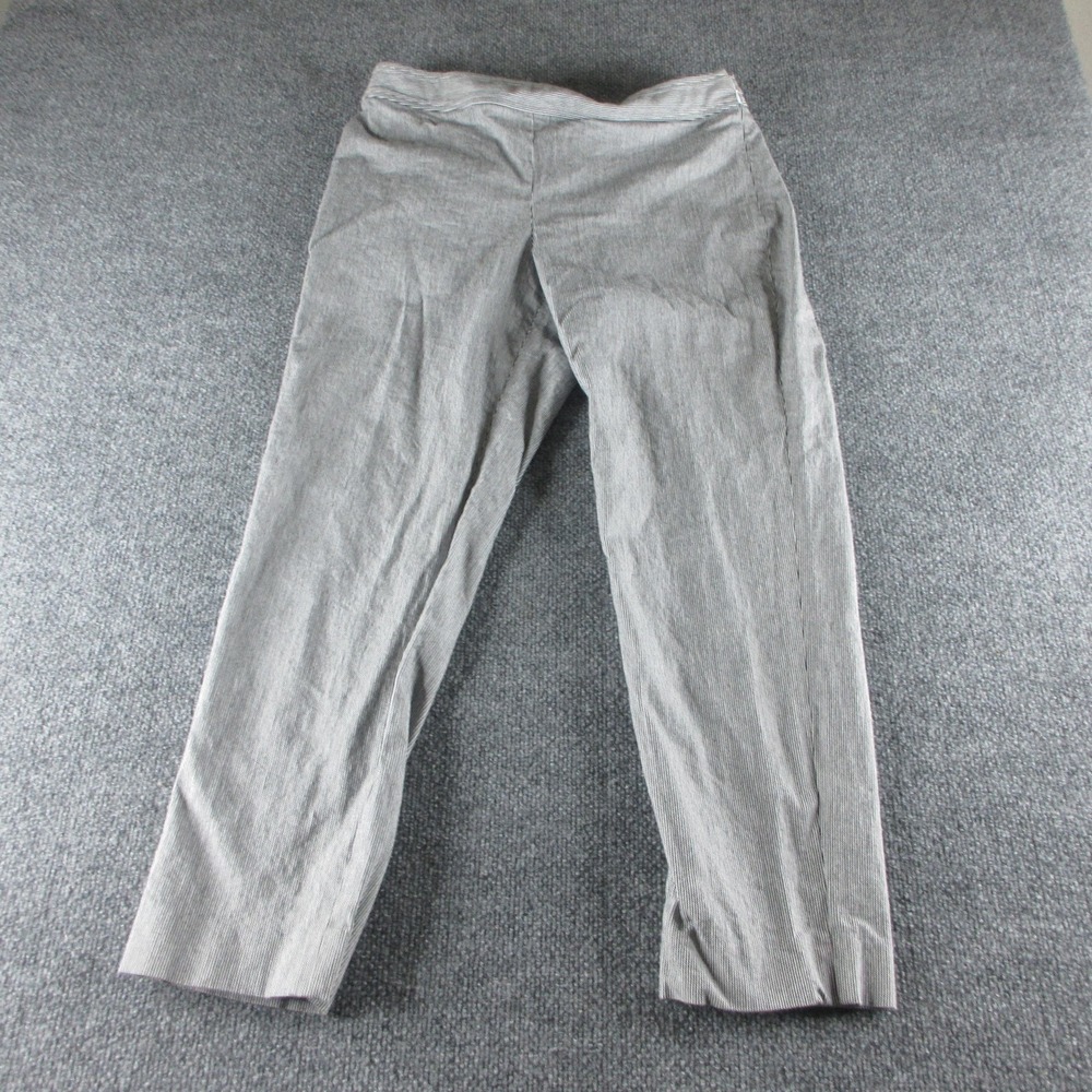 St. John Emma Pants Womens 10 White Striped Ankle‎ Elastic Waist Office Career